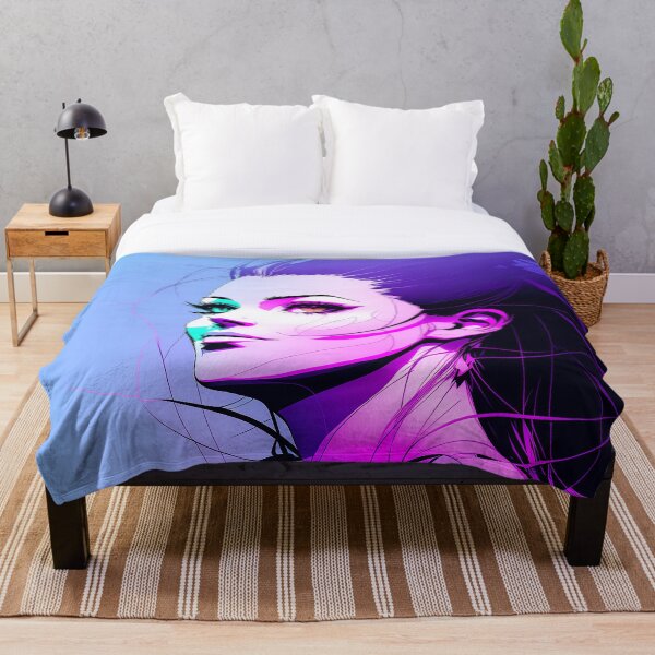 Item preview, Beautiful woman portrait with different eye colors in violet and purple colors designed and sold by AlePosters.