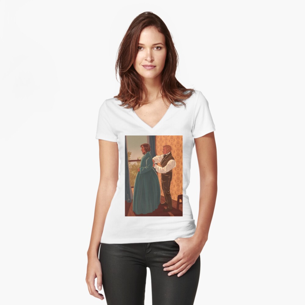 Item preview, Fitted V-Neck T-Shirt designed and sold by brainyraccoons.