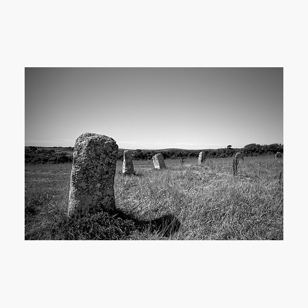 Item preview, Merry Maidens Stone Circle, Cornwall. Black and White Photograph designed and sold by Art-of-darkness.