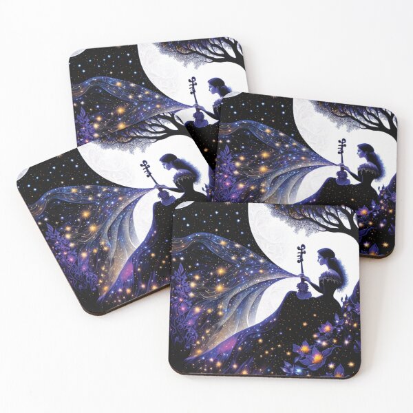Item preview, musician in starry night , viola, violin, stars, flowers, moon designed and sold by SBlagojevic.