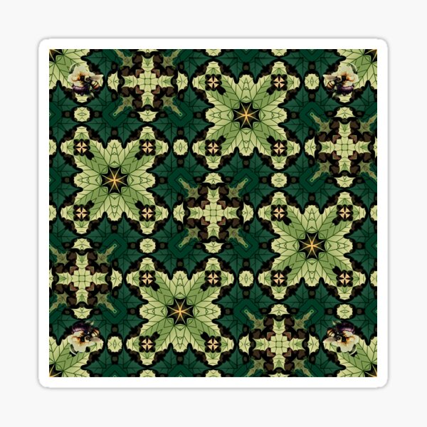 Item preview, Green Tessellated pattern with sparse bee motif designed and sold by Isa Popping.