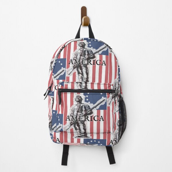 Item preview, AMERICA with Colonial Flag and Minuteman Soldier designed and sold by AmericaFreedom.