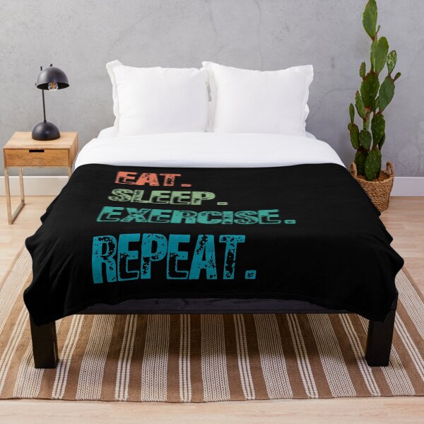Item preview, Eat Exercise sleep repeat-inspirational, exercising sunset retro rough font designed and sold by Master4art.