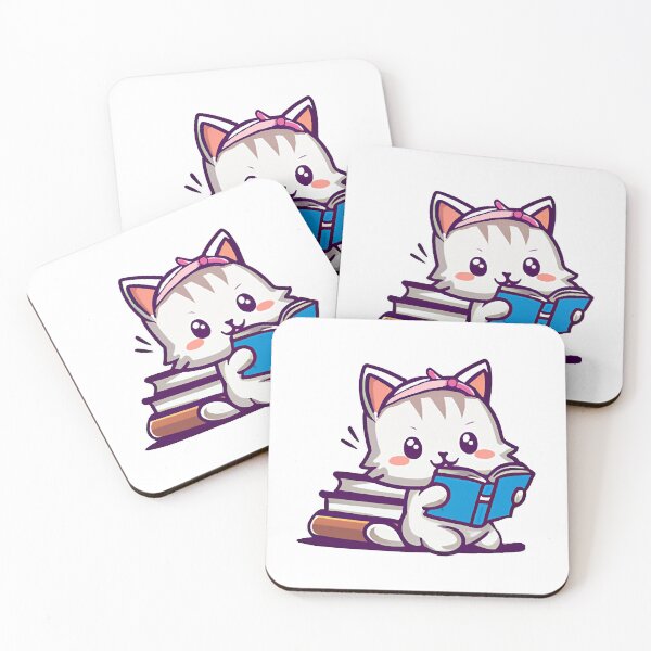 Item preview, Kawaii cat, reading fan designed and sold by Nelameen.