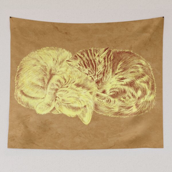 Item preview, Kittens sleeping in a ball - brown marbled version designed and sold by SylvieG18.