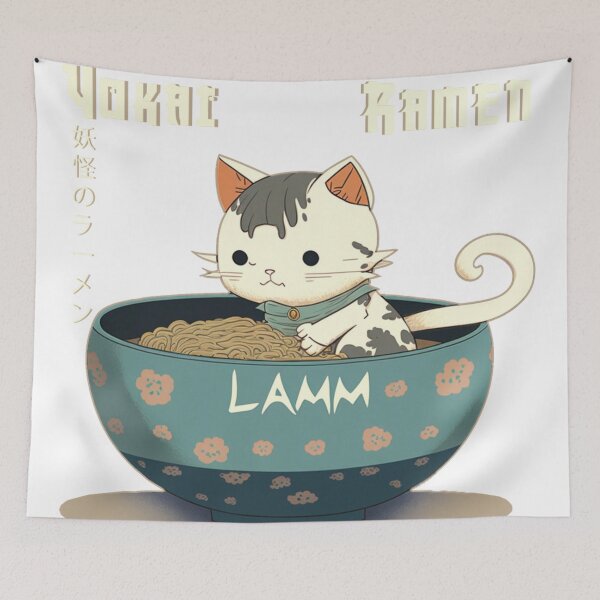 Item preview, Kawai Yokai Ramen Style Cat designed and sold by Yokai Ramen.