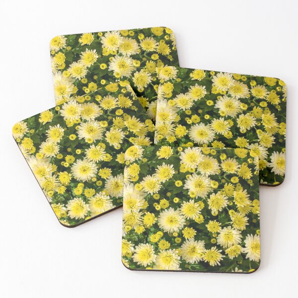 Item preview, Yellow chrysanthemum flowers close together. designed and sold by claireseyeview.