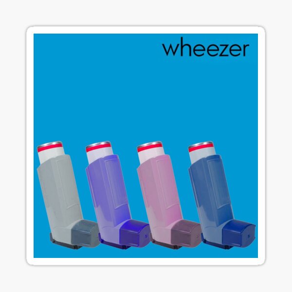 wheezer inhaler blue album weezer meme Sticker