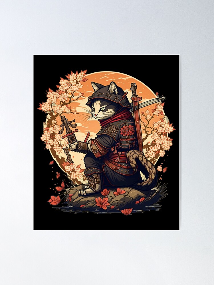  iPhone 14 Pro Samurai Cat Japanese cultural icon retro