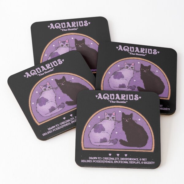 Item preview,   Funny aquarius sign Astrology Zodiac Horoscope Sign with a cute cats design designed and sold by TANMIRET ⭐️⭐️⭐️⭐️⭐️.