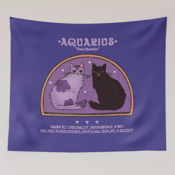Item preview,   Funny aquarius sign Astrology Zodiac Horoscope Sign with a cute cats design designed and sold by TANMIRET ⭐️⭐️⭐️⭐️⭐️.