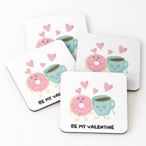 Item preview, Be my valentine, cute hand drawn doughnut and coffee (colour palette, color palete) designed and sold by Sanaura.