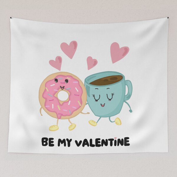 Item preview, Be my valentine, cute hand drawn doughnut and coffee (colour palette, color palete) designed and sold by Sanaura.