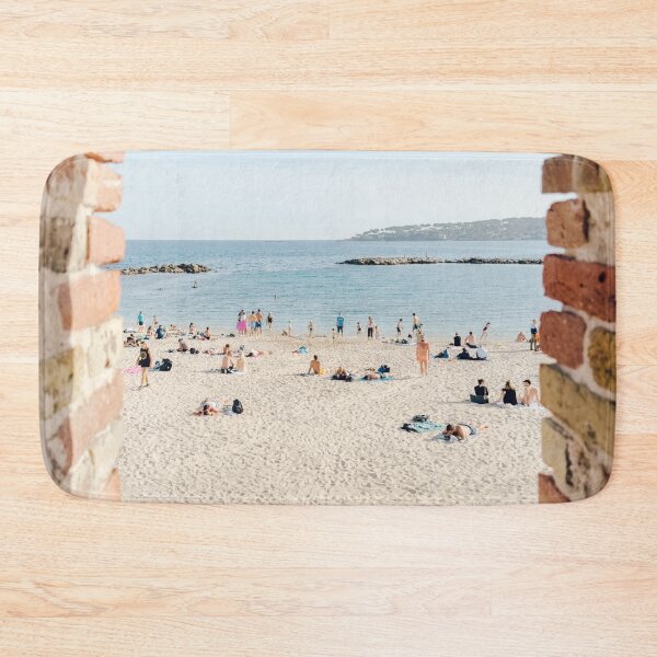 Item preview, People on Antibes Beach Print, France Travel, French Riviera Cote D'azur Print, Summer Beach Print designed and sold by radub85.