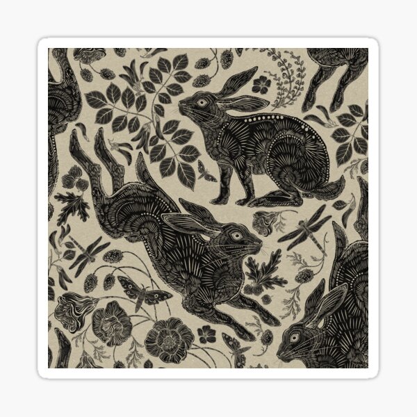 Item preview, Rabbit on Linen  designed and sold by Silver Steer Design.