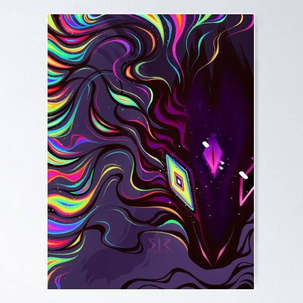 Item preview, Flame of Unravelling - Rainbow Neon Prism Fire Wolf Creature designed and sold by CreatureVibes.