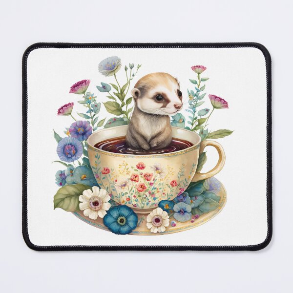 Item preview, Cute Teacup Animal Ferret with Flowers #7 designed and sold by Synthetic-Intel.