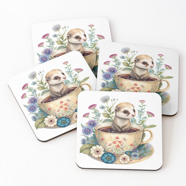 Artikelvorschau, Nettes Teacup-Tierfrettchen mit Blumen #7 entworfen und verkauft von Synthetic-Intel.
