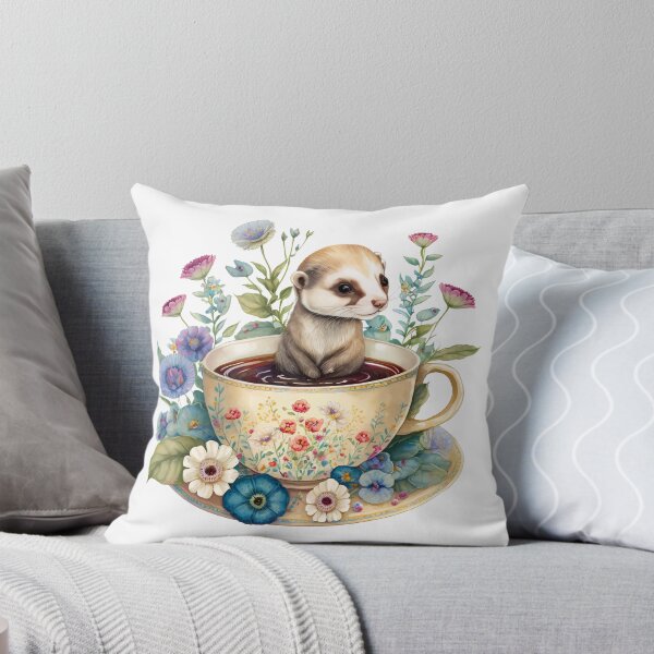 Item preview, Cute Teacup Animal Ferret with Flowers #7 designed and sold by Synthetic-Intel.