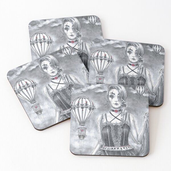 Item preview, Ruby July Birthstone Art Broken Doll Clown Girl Hot Air Balloons designed and sold by Deanna Davoli.