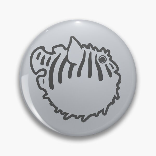 Item preview, Puffed up pufferfish, stylized art for fish lovers in grey ink designed and sold by martodesign.