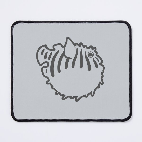 Item preview, Puffed up pufferfish, stylized art for fish lovers in grey ink designed and sold by martodesign.