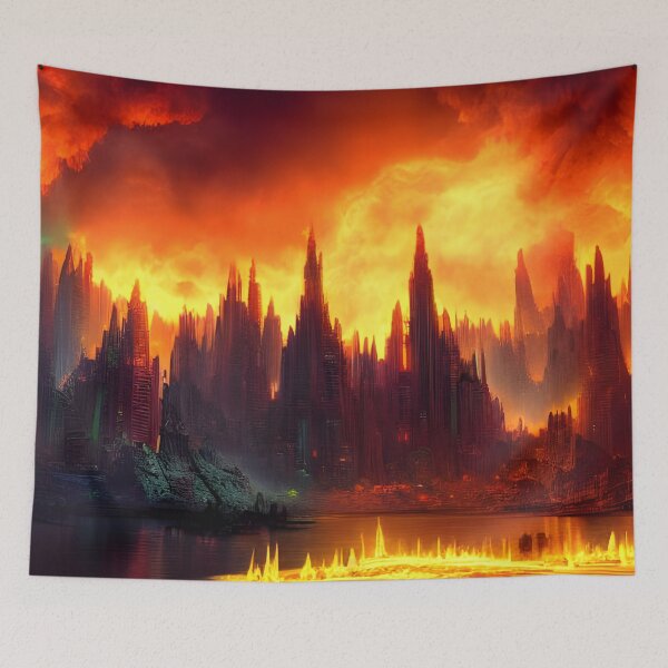 Item preview, Burning city generated by artificial intelligence designed and sold by megadrina.