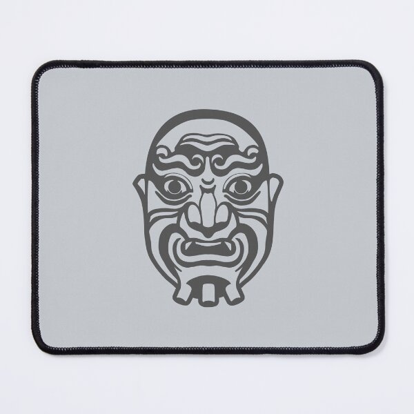 Item preview, Stylized, minimal art of Men Yoroi armor mask. in grey ink designed and sold by martodesign.