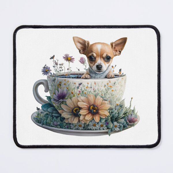 Item preview, Cute Teacup Animal Chihuahua with Flowers #9 designed and sold by Synthetic-Intel.