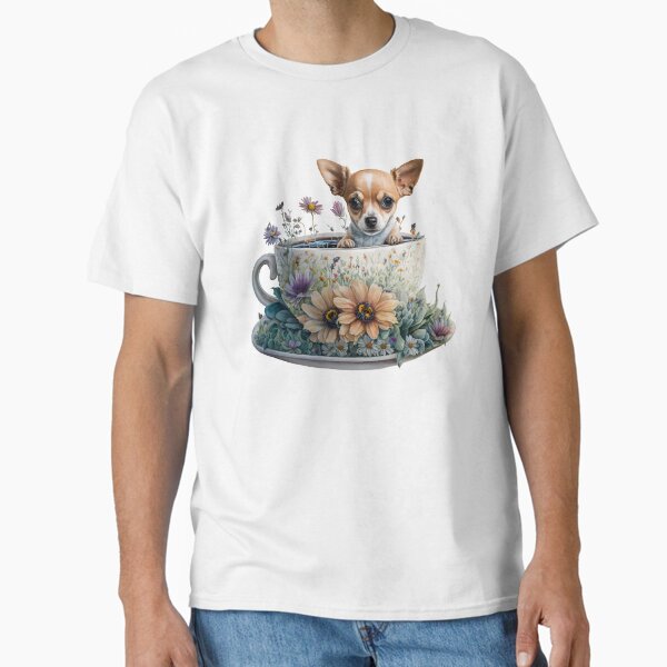 Vista previa del artículo con la obra «Cute Teacup Animal Chihuahua con flores #9», diseñado y vendido por Synthetic-Intel.