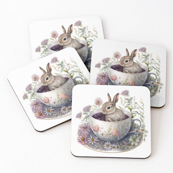 Item preview, Lindo Conejo Animal Taza de Té con Flores #10 designed and sold by Synthetic-Intel.
