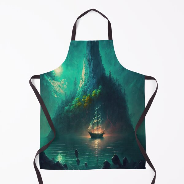 Item preview, Sailboat Before a Great Mountain Island, Moonlight Fantasy Landscape designed and sold by CasualCommander.