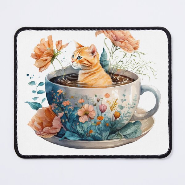 Item preview, Cute Teacup Orange Tabby | Coffee Cat | Coffee Kitten | Cat Lover | Cat Mother | Cat Coffee Lover | Tabby Kitten | Wholesome Cat | Kawaii Orange Tabby | Kawaii Cat | high resolution designed and sold by Synthetic-Intel.