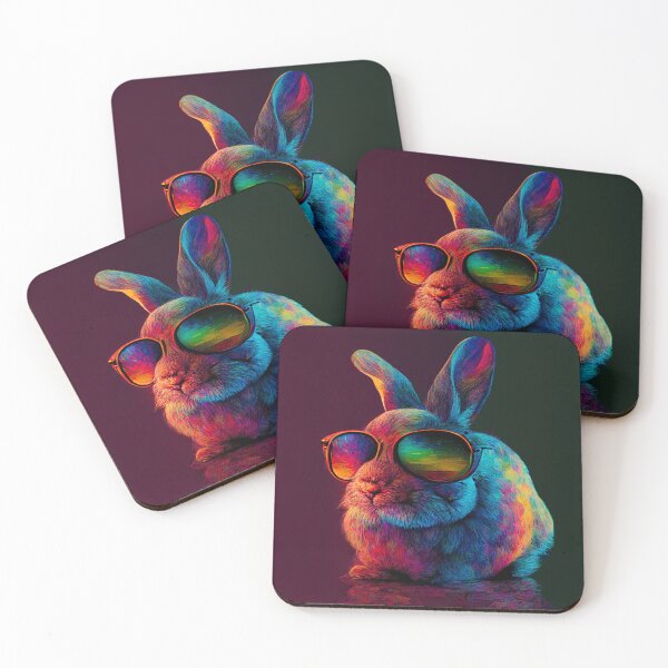 Item preview, Psychedelic Rabbit Wearing Sunglasses Wall Art designed and sold by BySpinny.