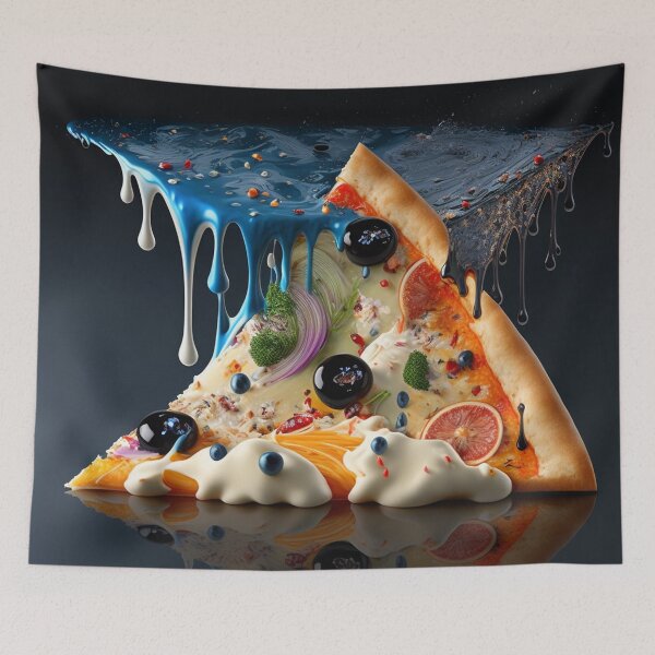 Item preview, Pizza With Extra Chees and Sauce Canvas Print Colorful Modern Digital Art designed and sold by Acnologiaa.