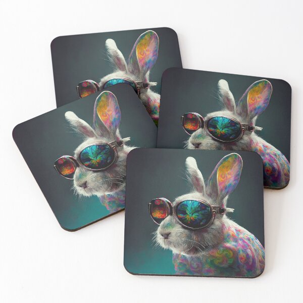 Item preview, Psychedelic Rabbit Wearing Sunglasses Wall Art designed and sold by BySpinny.
