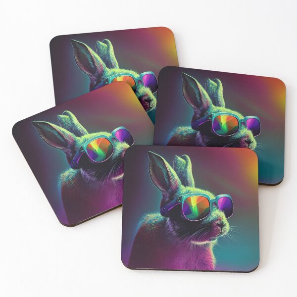 Item preview, Psychedelic Rabbit Wearing Sunglasses Wall Art designed and sold by BySpinny.