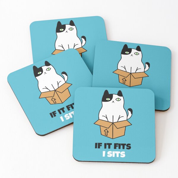 Item preview, If It Fits I Sits - Cute Cat In Box - Cat Meme - Cat Lover Phrase designed and sold by Sophie’s Tees.
