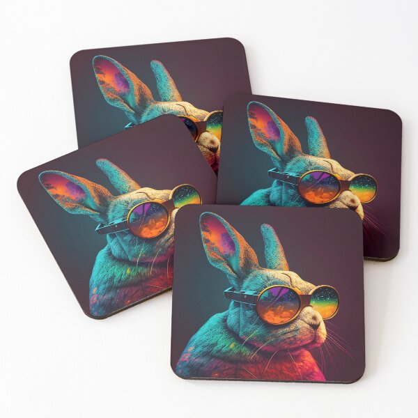 Item preview, Psychedelic Rabbit Wearing Sunglasses Wall Art designed and sold by BySpinny.