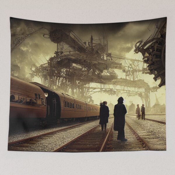 Item preview, Steampunk Train Station Airship Station Scene designed and sold by BySpinny.