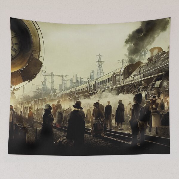 Item preview, Steampunk Train Station Airship Station Scene designed and sold by BySpinny.