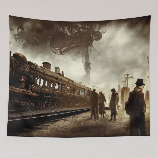 Item preview, Steampunk Train Station Airship Station Scene designed and sold by BySpinny.
