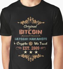 Camiseta gráfica Camiseta vintage de Bitcoin Original Bitcoin Satoshi Nakamoto Est. 2009