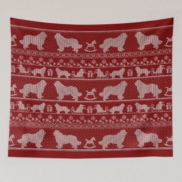 Item preview, Ugly Christmas sweater dog edition - Newfoundland dog red designed and sold by Camilla Fjäder.