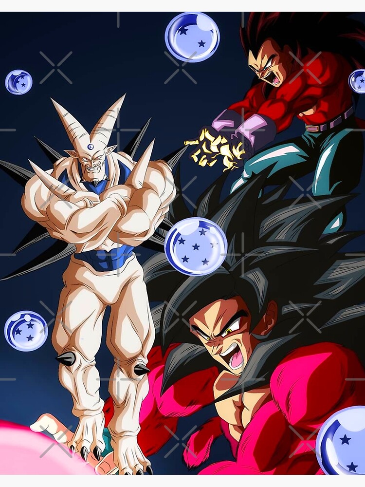 Goku and Vegeta SSJ4 vs Omega Shenron Art Board Print