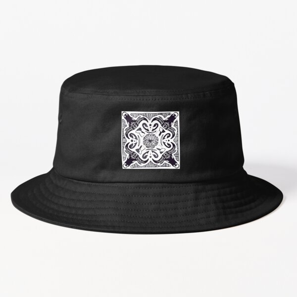 Fishing Hat Black & White Aztec Print, Hippie Boho Bucket Hat