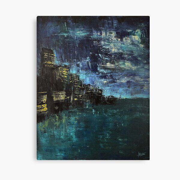 Blue Skies Abstract Cityscape Artwork Canvas Print