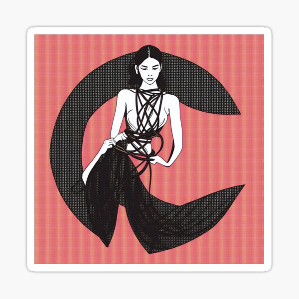 Drawing of erotic japanese art. Sticker