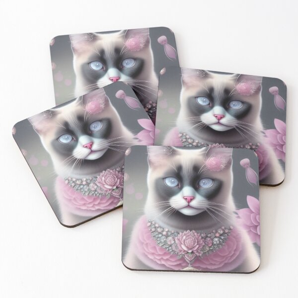 Item preview, Siamese With Pastel Pink Elements designed and sold by Nocturne  Paws.