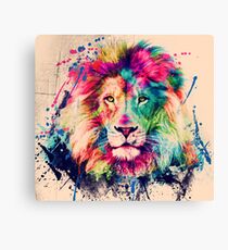 Lion Aquarell Splash Portrait Leinwanddruck